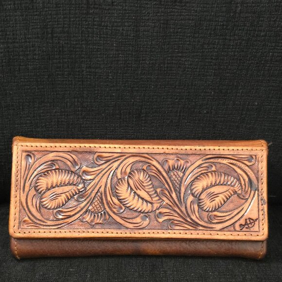 American Darling Handbags - American Darling Brown Tooled Leather Wallet
